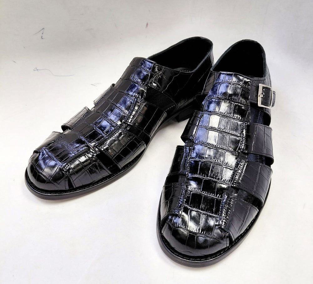 C Collection Crocodile Sandal - Black