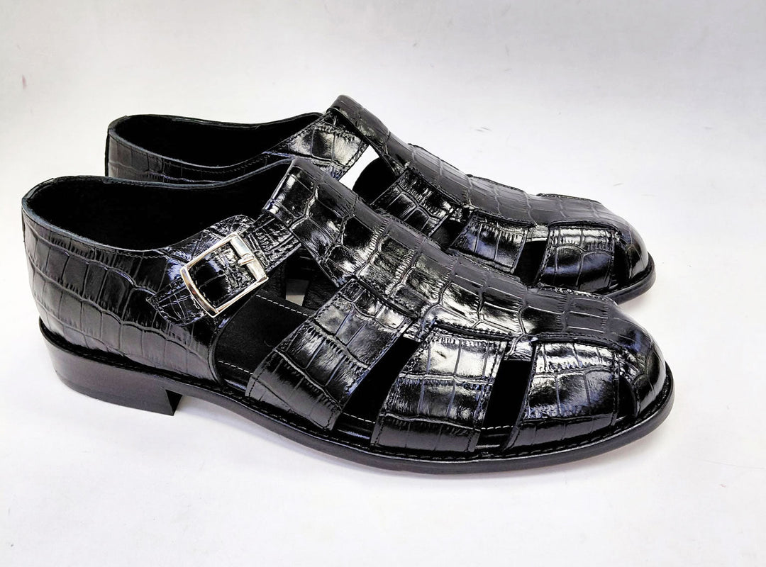 C Collection Crocodile Sandal - Black