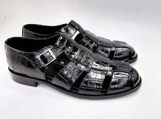 C Collection Crocodile Sandal - Black