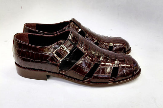 C Collection Crocodile Sandal - Brown