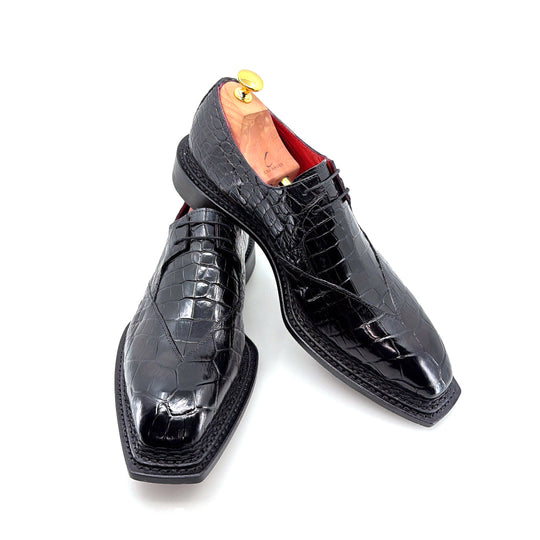 Maurice Legend Custom Made Alligator Lace-Up Shoe - Black