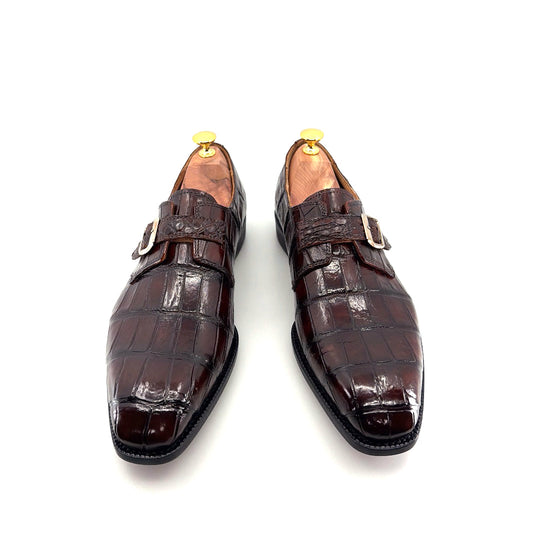 Maurice Raleigh Alligator Monkstrap Shoe - Brown