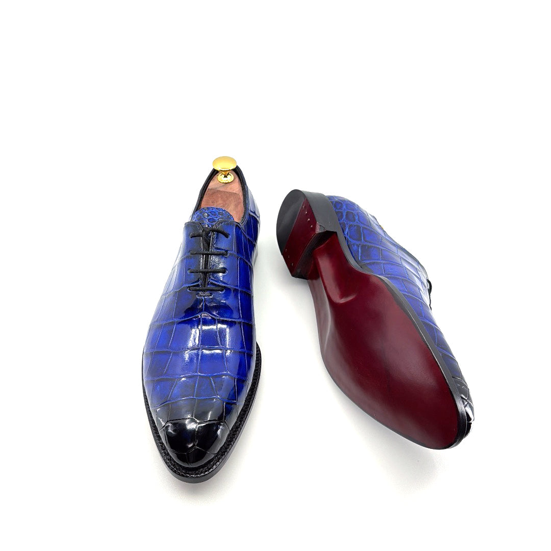 Maurice Georgia Alligator Oxford - Cobalt/Blue