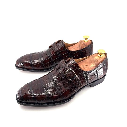 Maurice Raleigh Alligator Monkstrap Shoe - Brown