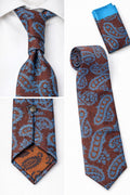 BlackCowboyBrand Premium Ties Brown with Aqua Design Pattern