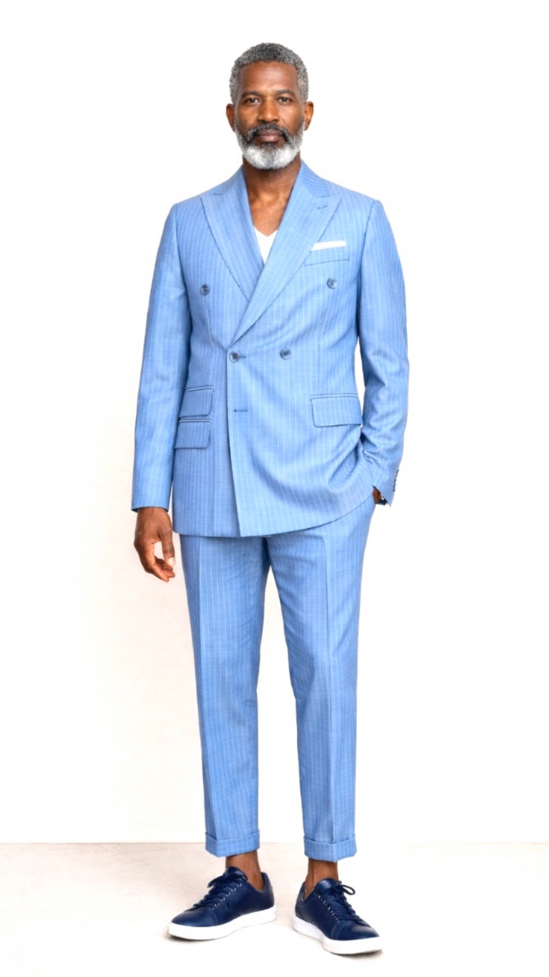 BlackCowboyBrand Cool Pacific (Blue) Double Breasted Super 220 Wool Suit with Double Vents