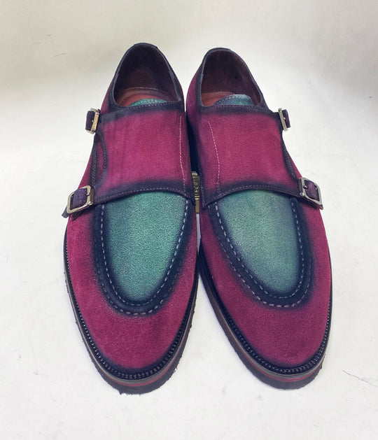 C Collection Suede Monkstrap Shoe - Red