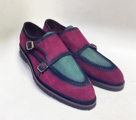 C Collection Suede Monkstrap Shoe - Red