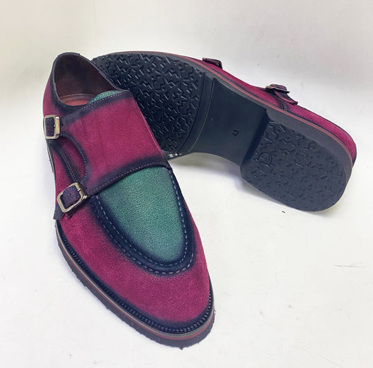 C Collection Suede Monkstrap Shoe - Red