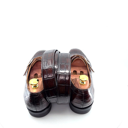 Maurice Raleigh Alligator Monkstrap Shoe - Brown