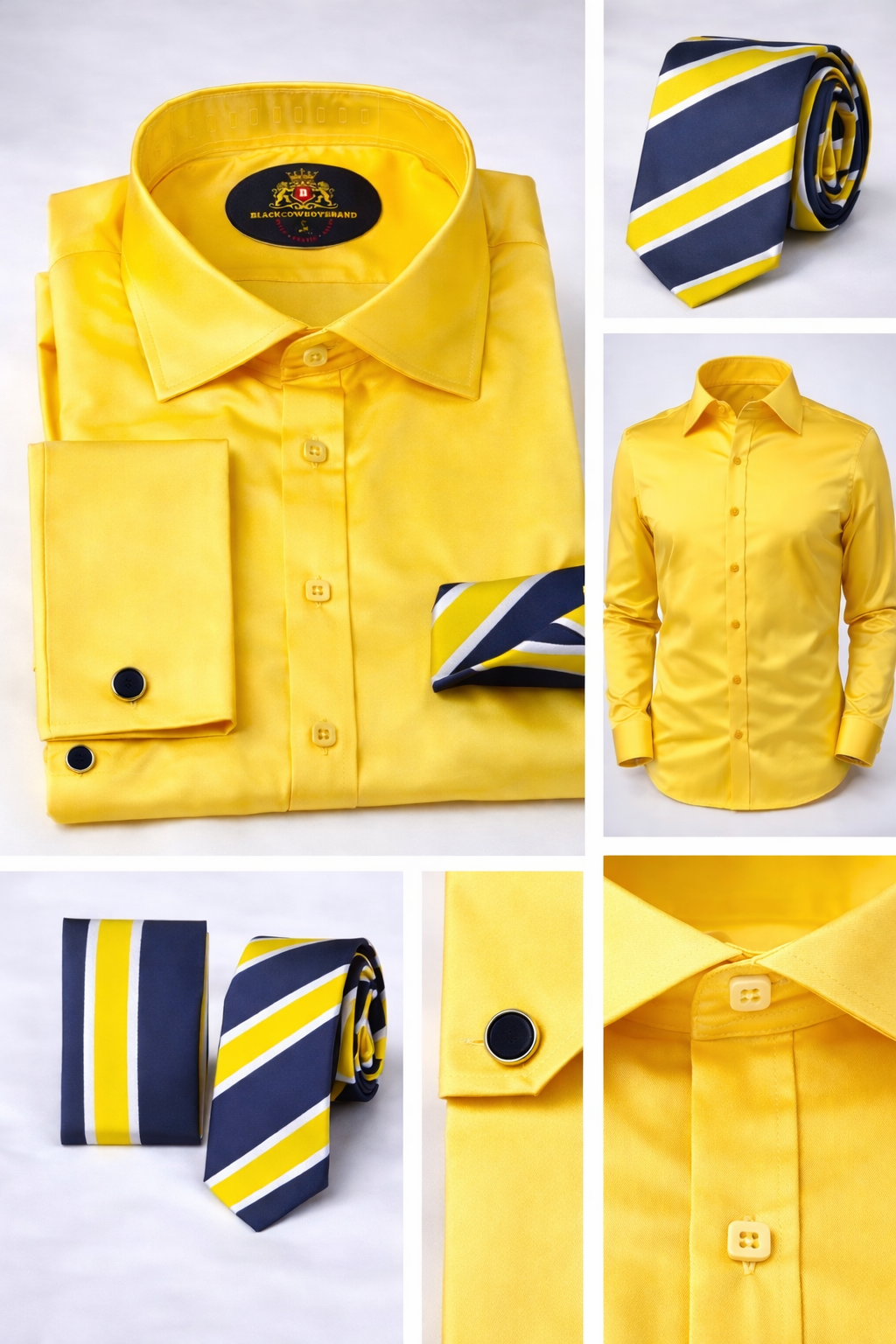 BlackCowboyBrand Men’s Sunny Delight Sallow Lightweight Silky Microfiber Dress Shirt Set