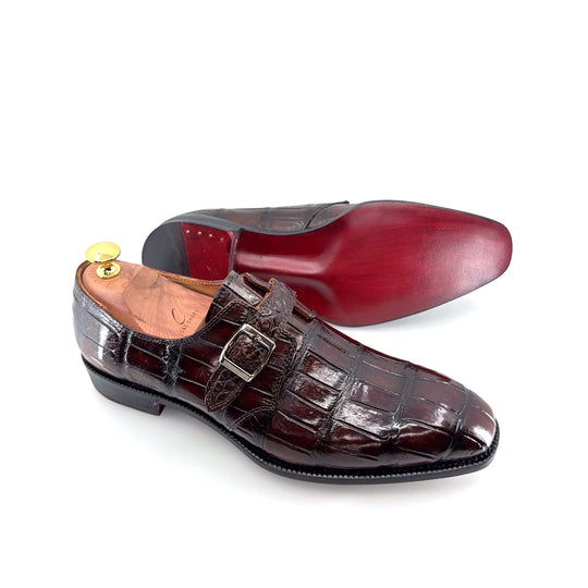 Maurice Raleigh Alligator Monkstrap Shoe - Brown