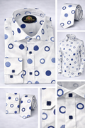 BlackCowboyBrand Men’s Floating Blue Jellyfish Polka Dots Lightweight Cotton Dress Shirt Set