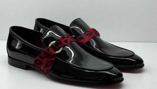 C Collection Patent Leather Loafer - Black/Red