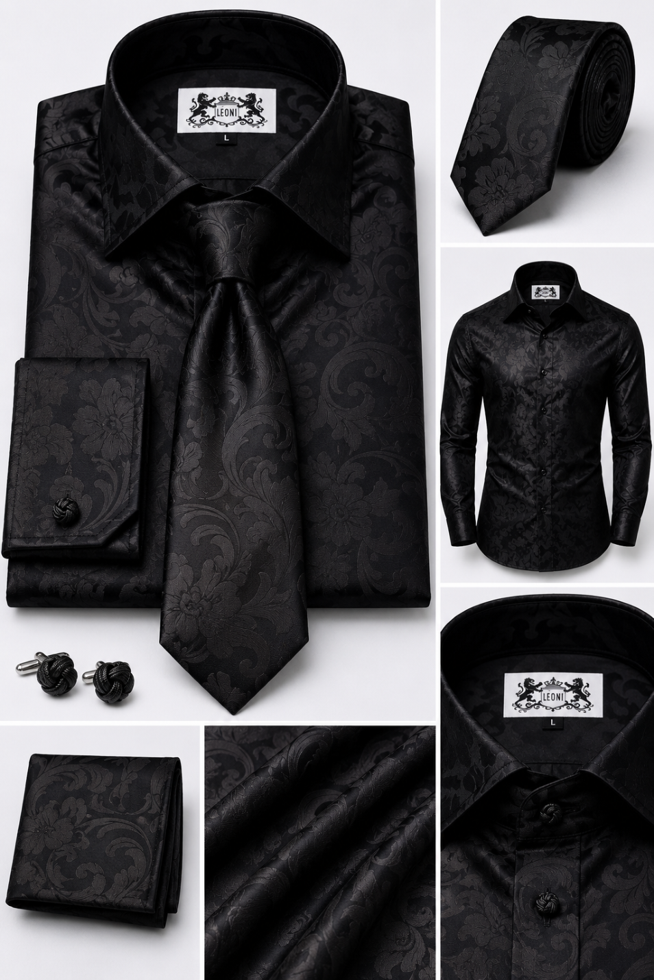 Oceanic Midnight Paisley Microfiber French Cuff Shirt Set