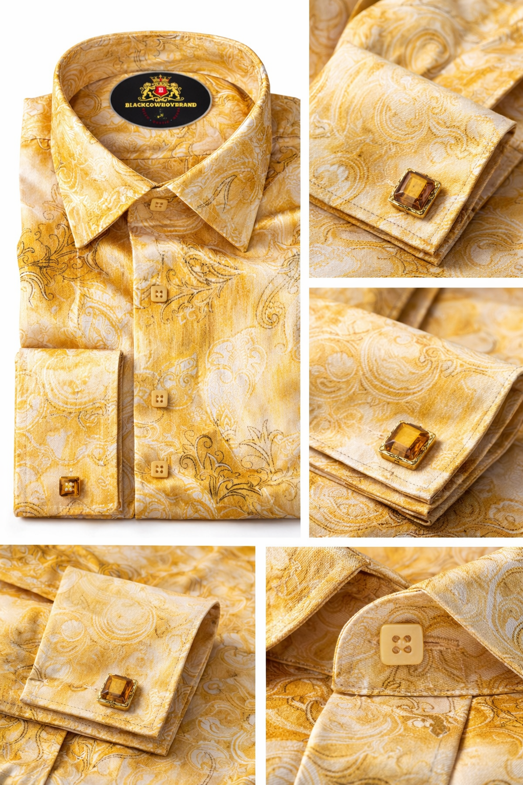 BlackCowboyBrand Men’s Golden Beach Clay Silky Microfiber French Cuff Dress Shirt