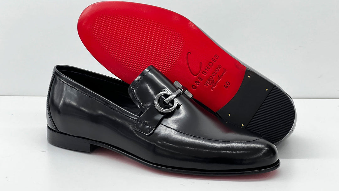 C Collection Leather Loafer - Black