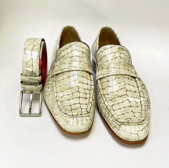 C Collection Crocodile Leather Loafer - Beige