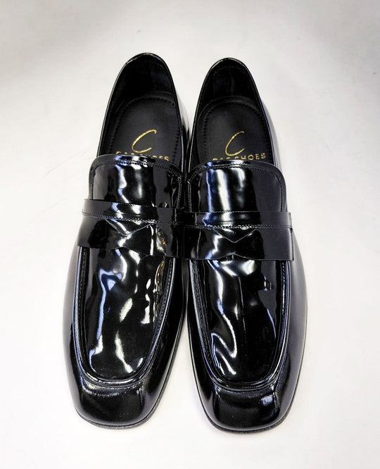 C Collection Patent Leather Penny Loafer - Black
