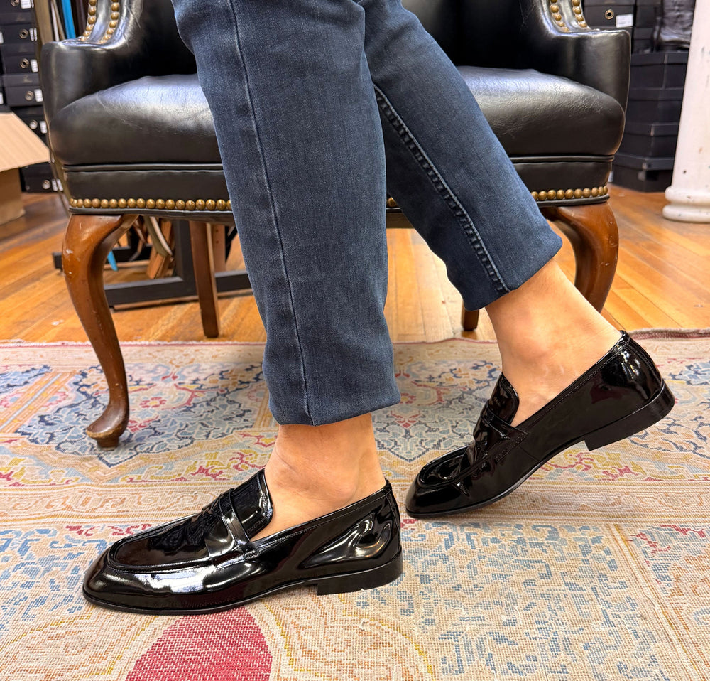 C Collection Patent Leather Penny Loafer - Black
