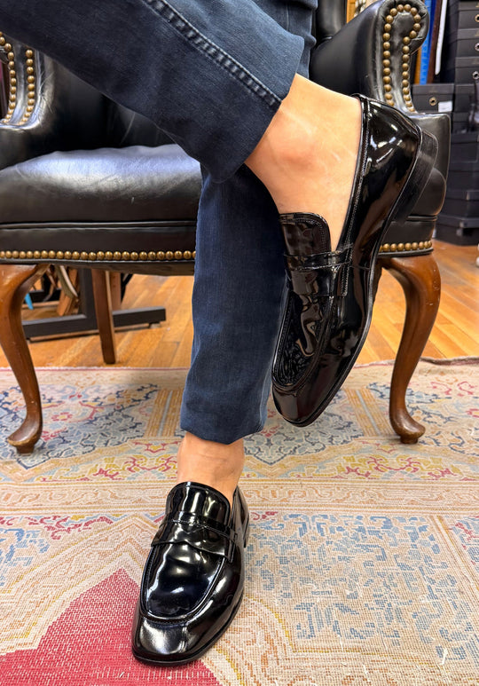 C Collection Patent Leather Penny Loafer - Black
