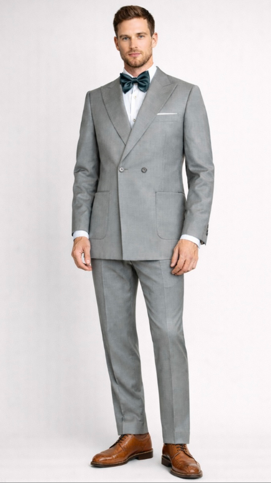 BlackCowboyBrand Oceanic Sage Double Breasted Super 220 Wool Suit with Double Vents