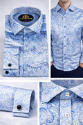 BlackCowboyBrand Men’s Calm Blue Sea Paisley Strong Microfiber Dress Shirt
