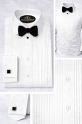 BlackCowboyBrand Men’s Special Occasions White Tuxedo Dress Shirt with Bib