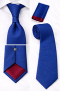 BlackCowboyBrand Premium Microfibre Plain Blue Emozione with Crimson Tie Set