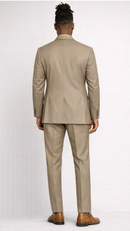 BlackCowboyBrand Oceanic Sand Double Breasted Super 220 Wool Suit with Double Vents