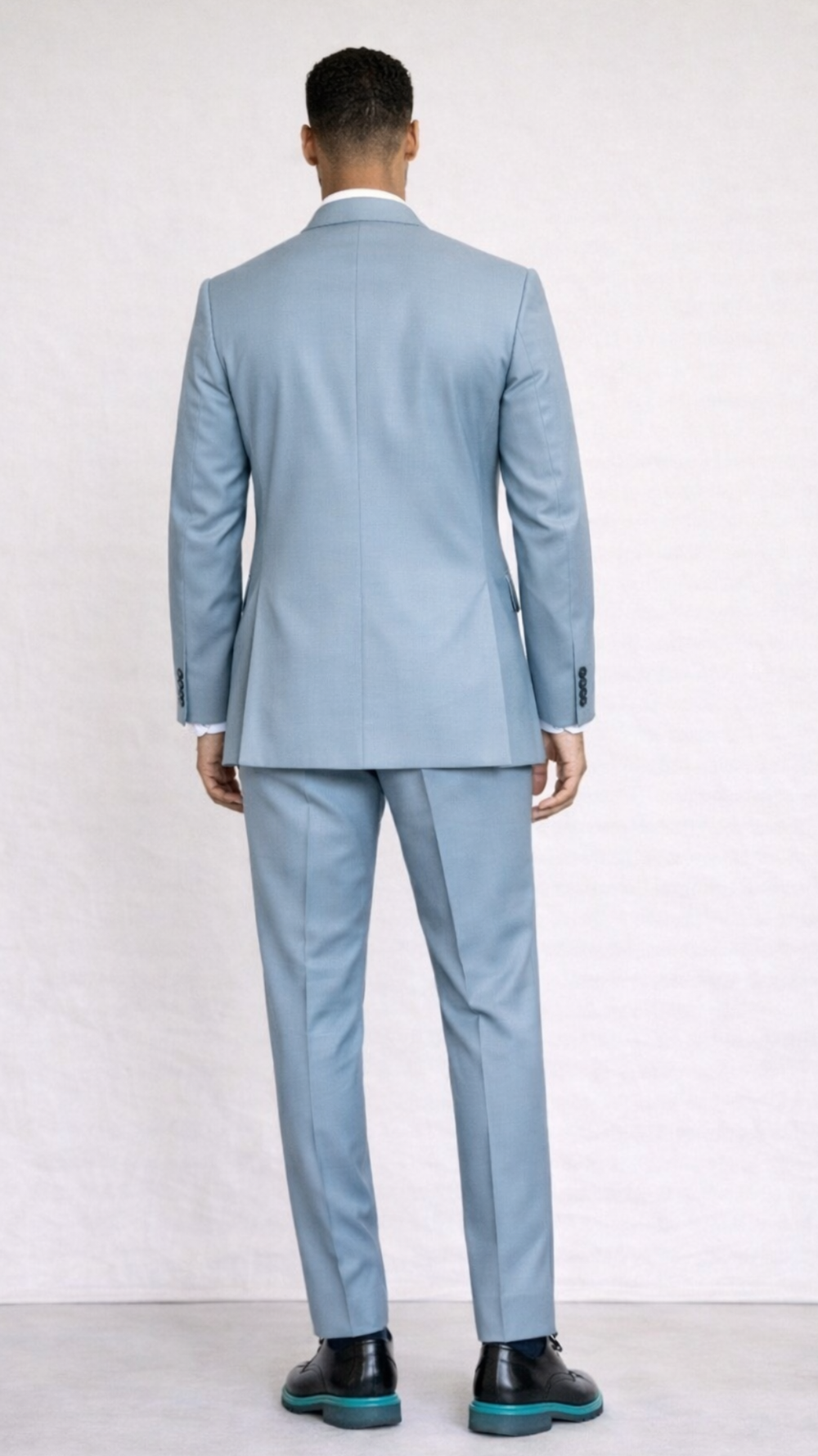 BlackCowboyBrand Teal Wave Double Breasted Super 220 Wool Suit with Double Vents