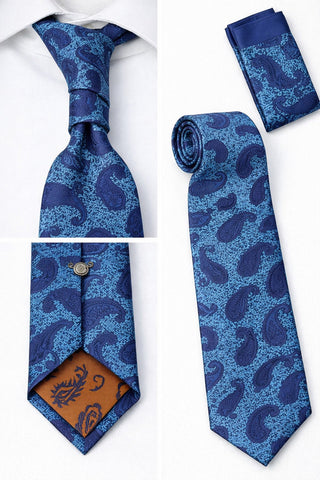 BlackCowboyBrand Premium Microfibre Aqua Blue With Navy Blue Paisley Pattern