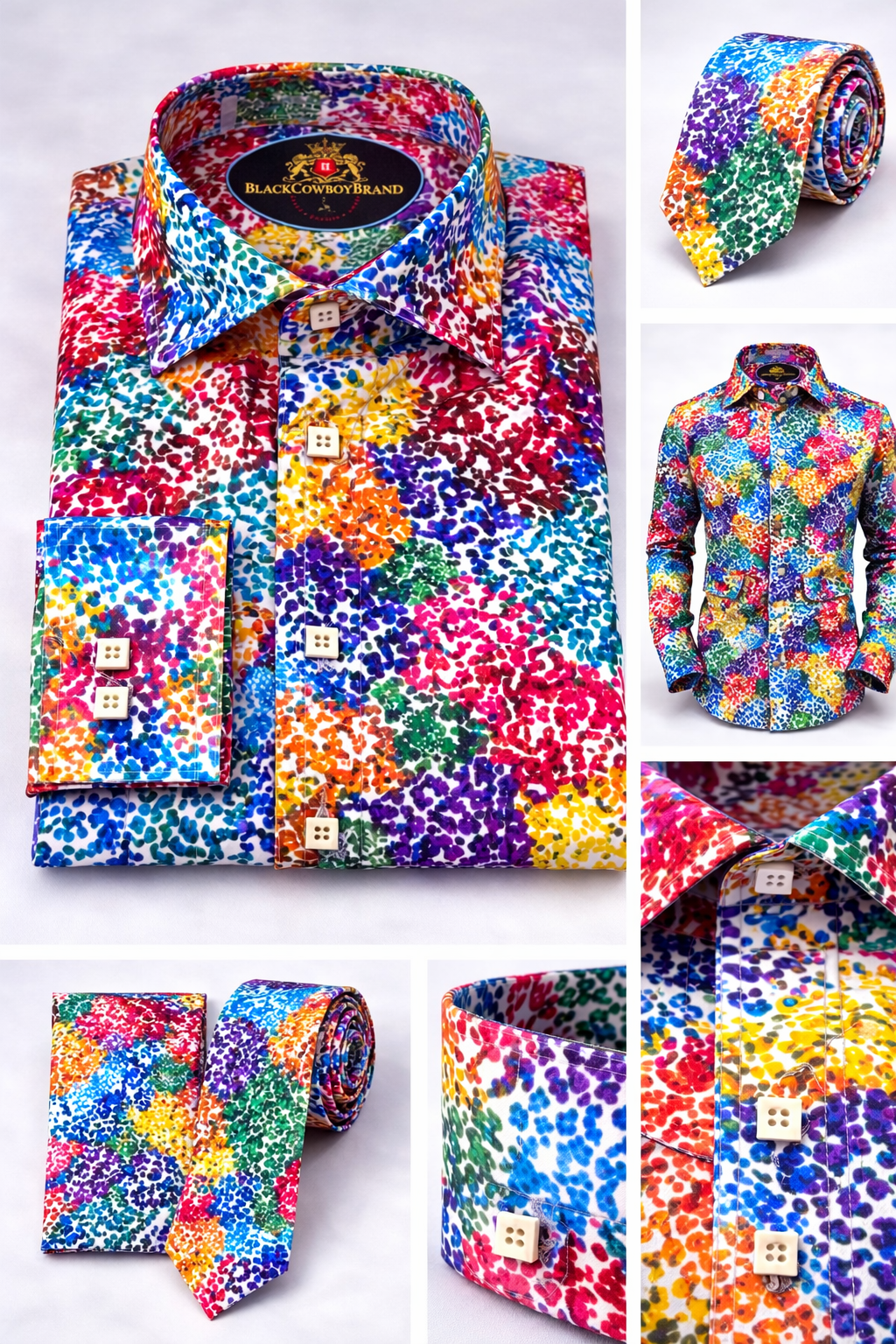 BlackCowboyBrand Men’s Josefs Shirt of Many Colors Pure Cotton Dress Shirt Set