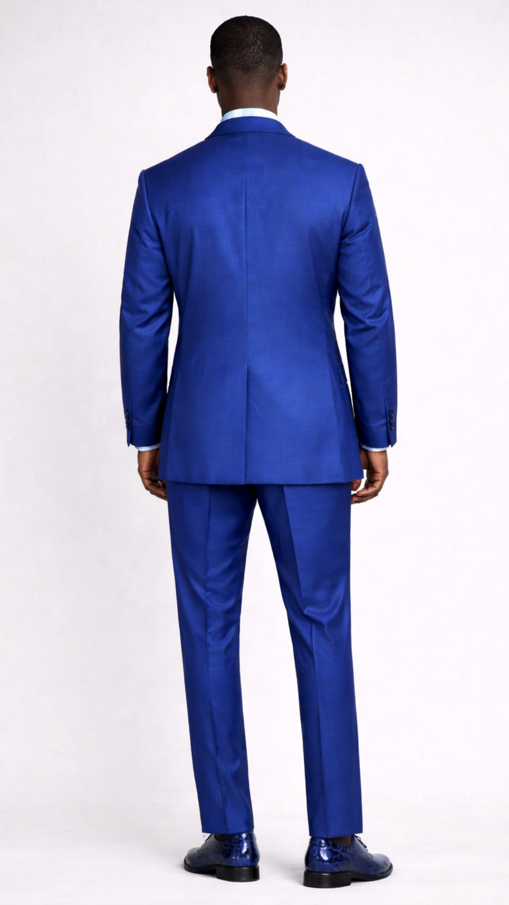 BlackCowboyBrand Blue Emozione Single Breasted Super 220 Wool Suit with Single Vent