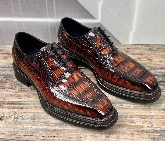 Maurice Chancellor Alligator Oxford - Cognac