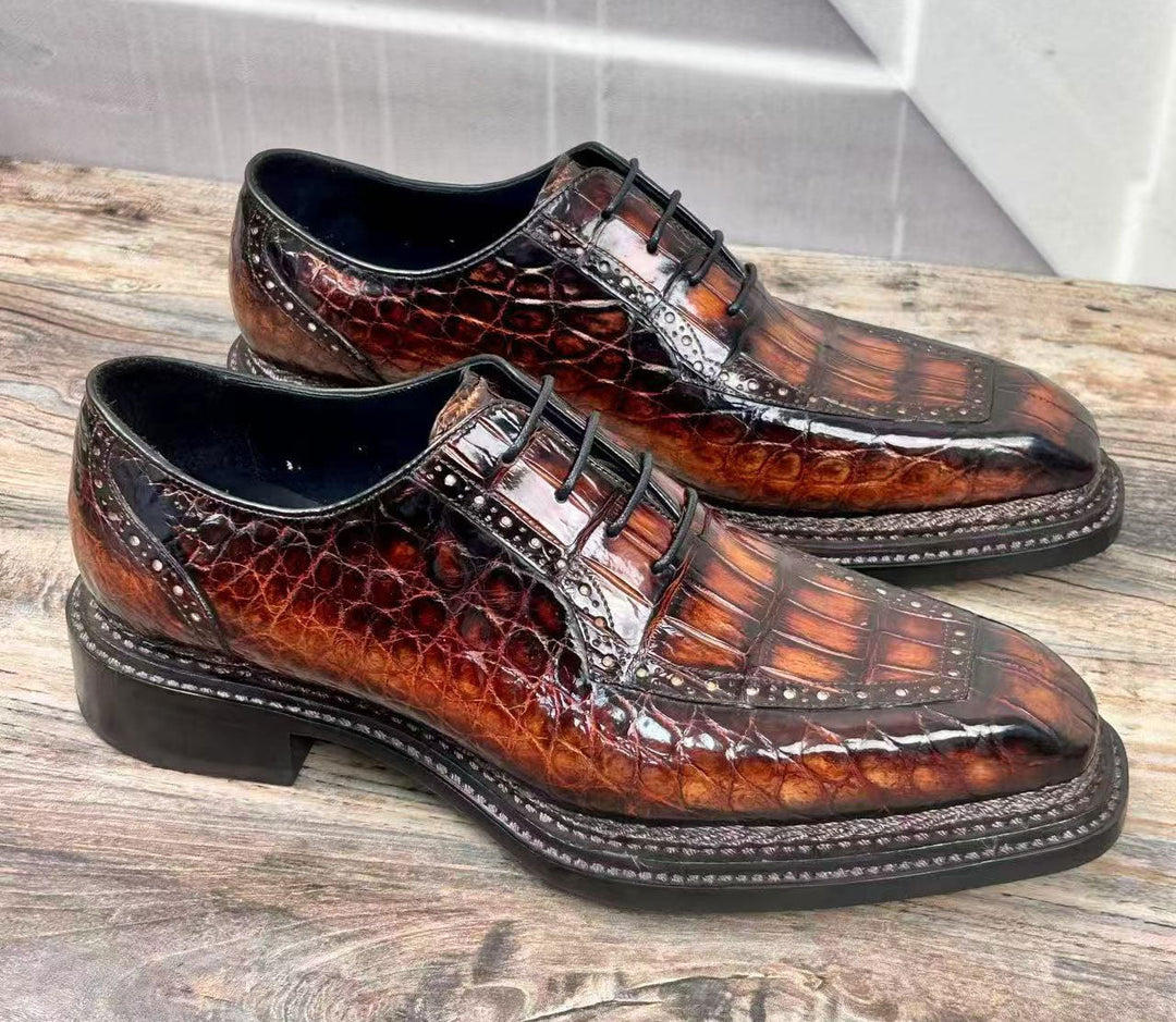 Maurice Chancellor Alligator Oxford - Cognac