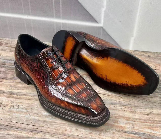 Maurice Chancellor Alligator Oxford - Cognac