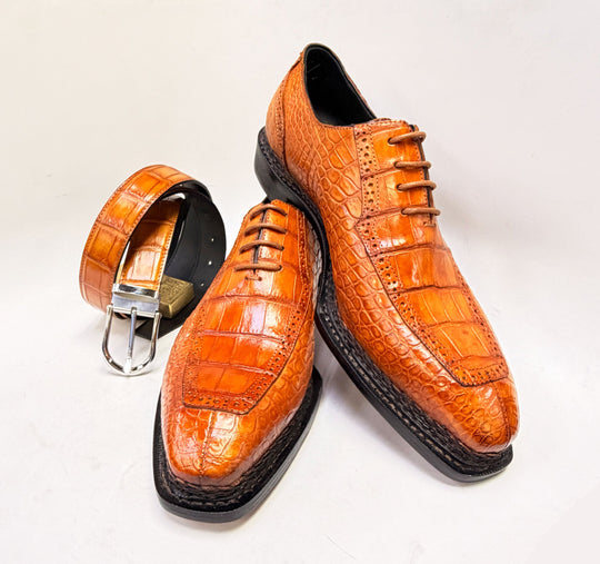 Maurice Custom Alligator Belt - Tangerine