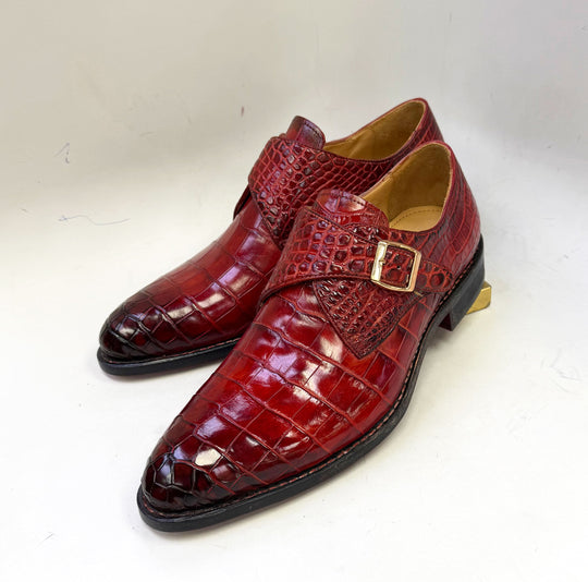 Maurice Charlotte Alligator Monkstrap - Burgundy