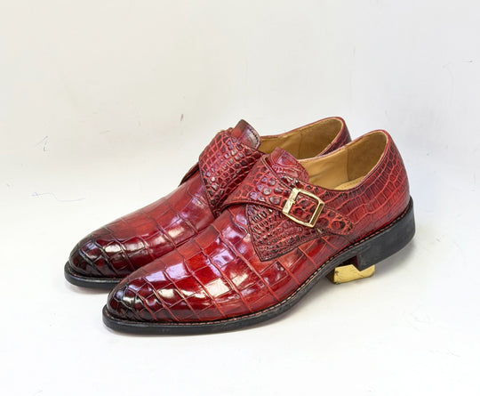 Maurice Charlotte Alligator Monkstrap - Burgundy