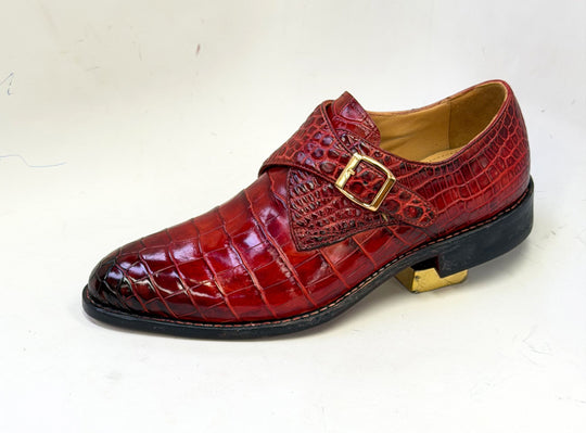 Maurice Charlotte Alligator Monkstrap - Burgundy