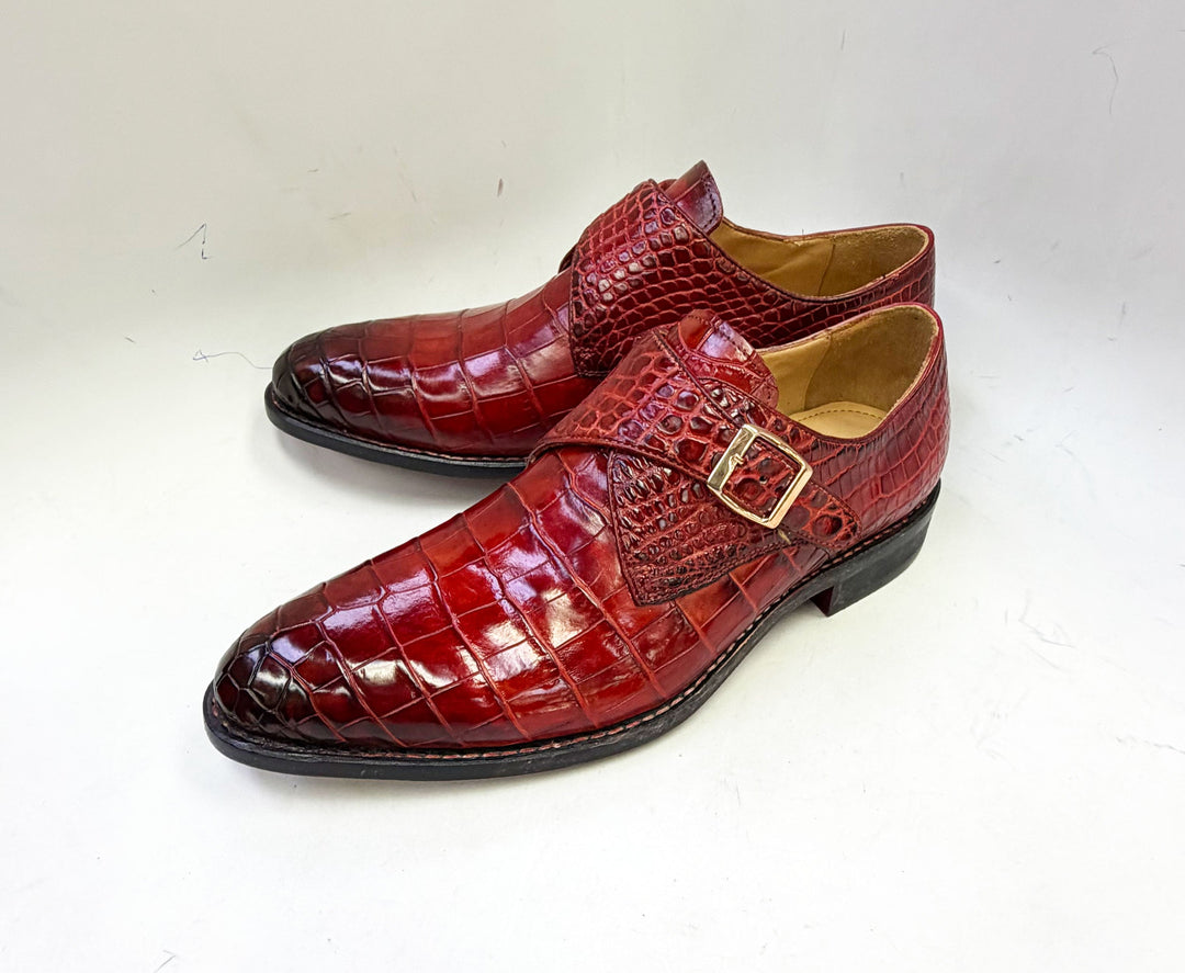 Maurice Charlotte Alligator Monkstrap - Burgundy
