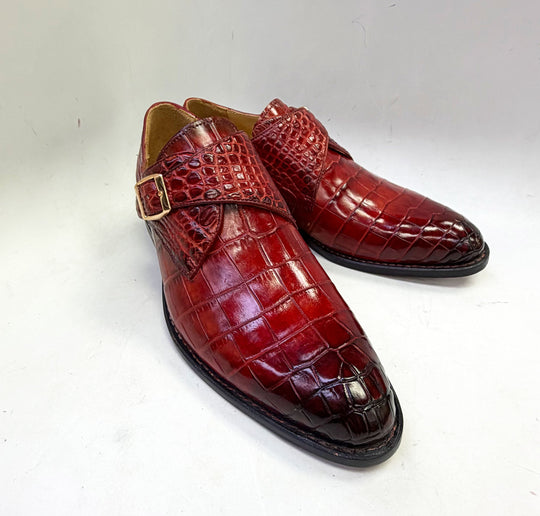 Maurice Charlotte Alligator Monkstrap - Burgundy