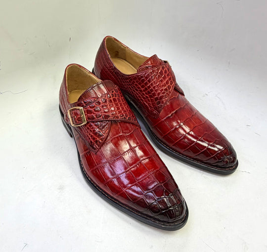 Maurice Charlotte Alligator Monkstrap - Burgundy