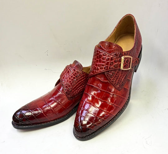Maurice Charlotte Alligator Monkstrap - Burgundy