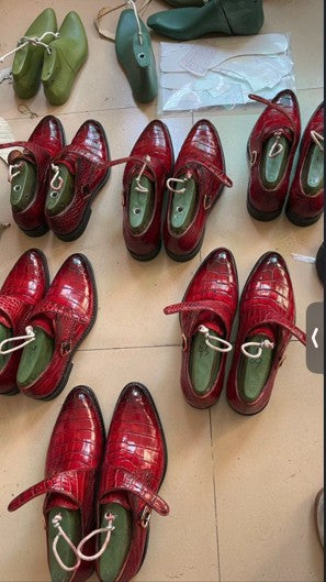 Maurice Charlotte Alligator Monkstrap - Burgundy
