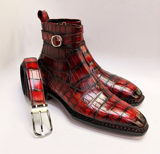 Maurice Chicago Custom Made Alligator Boot - Rust