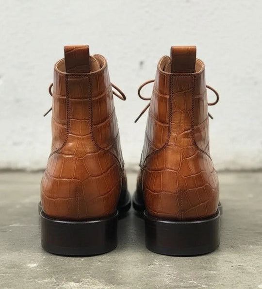 Maurice Combat Custom Made Alligator Boot - Cognac