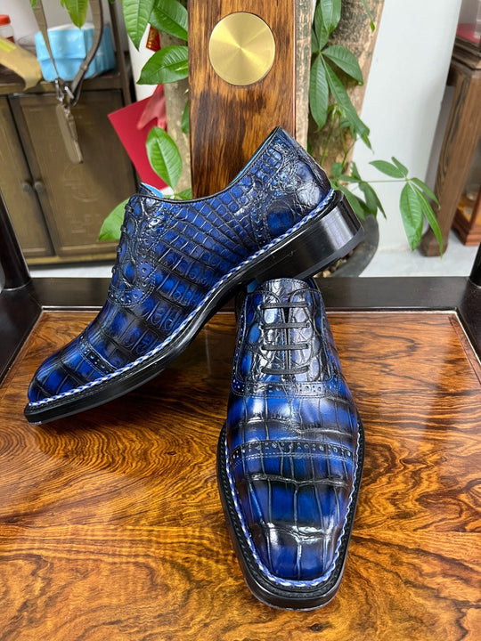 Maurice Connoisseur Custom Made Alligator Oxford - Blue