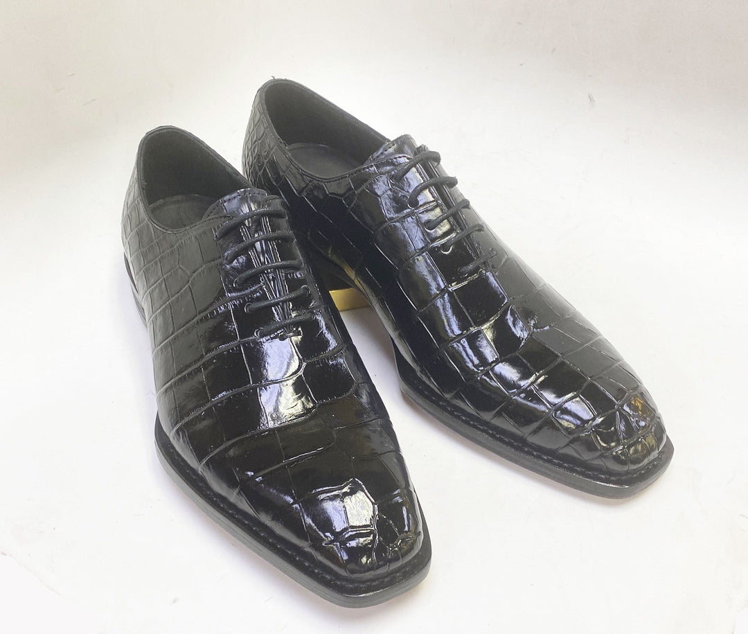 Maurice Gladiator Alligator Lace-Up Oxford - Black